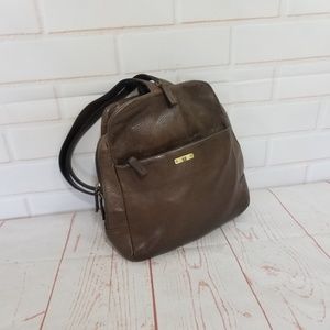 Etienne Aigner Brown Leather Backpack Purse